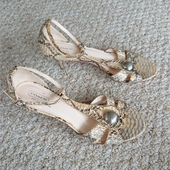 Coach Hellena Snake Python Sandals Size 8.5B - Picture 3 of 11